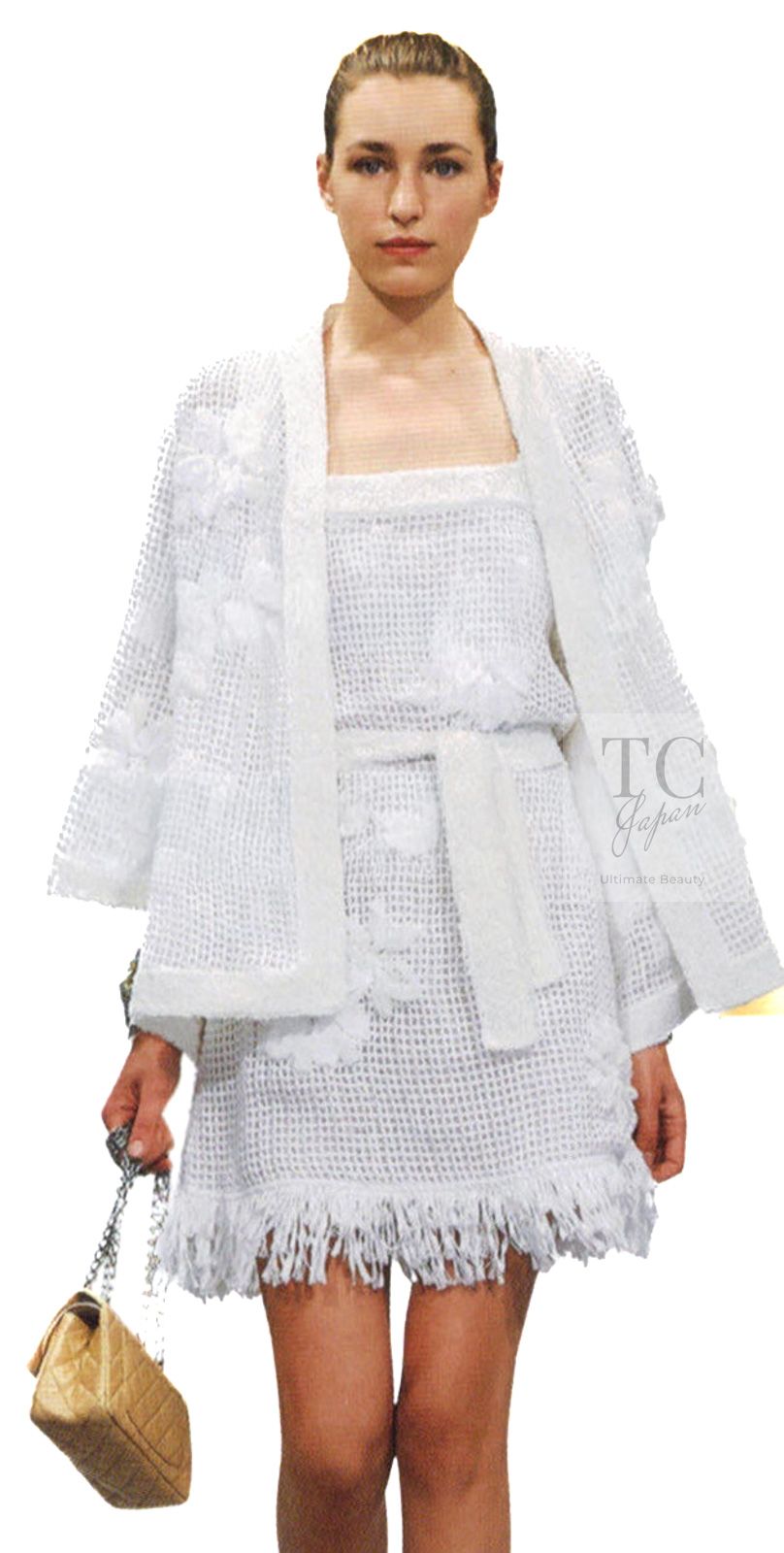 シャネル カーディガン ジャケット CHANEL ブラック フローラル 装飾