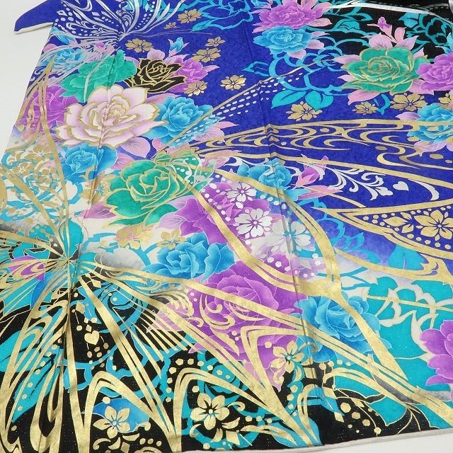 六花-RIKKA- 美品 薔薇 蝶 銀通し 着物 成人式 正絹 振袖 A4055 - メルカリ