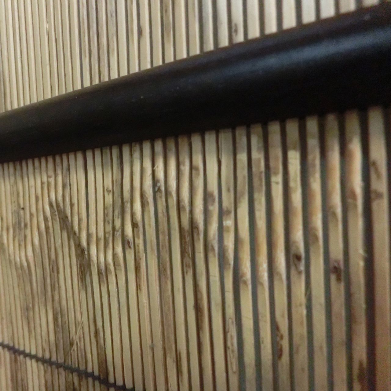 簾屏風 衝立 パーテーション ついたて 天然杢メープル無垢材 茶色 銘竹