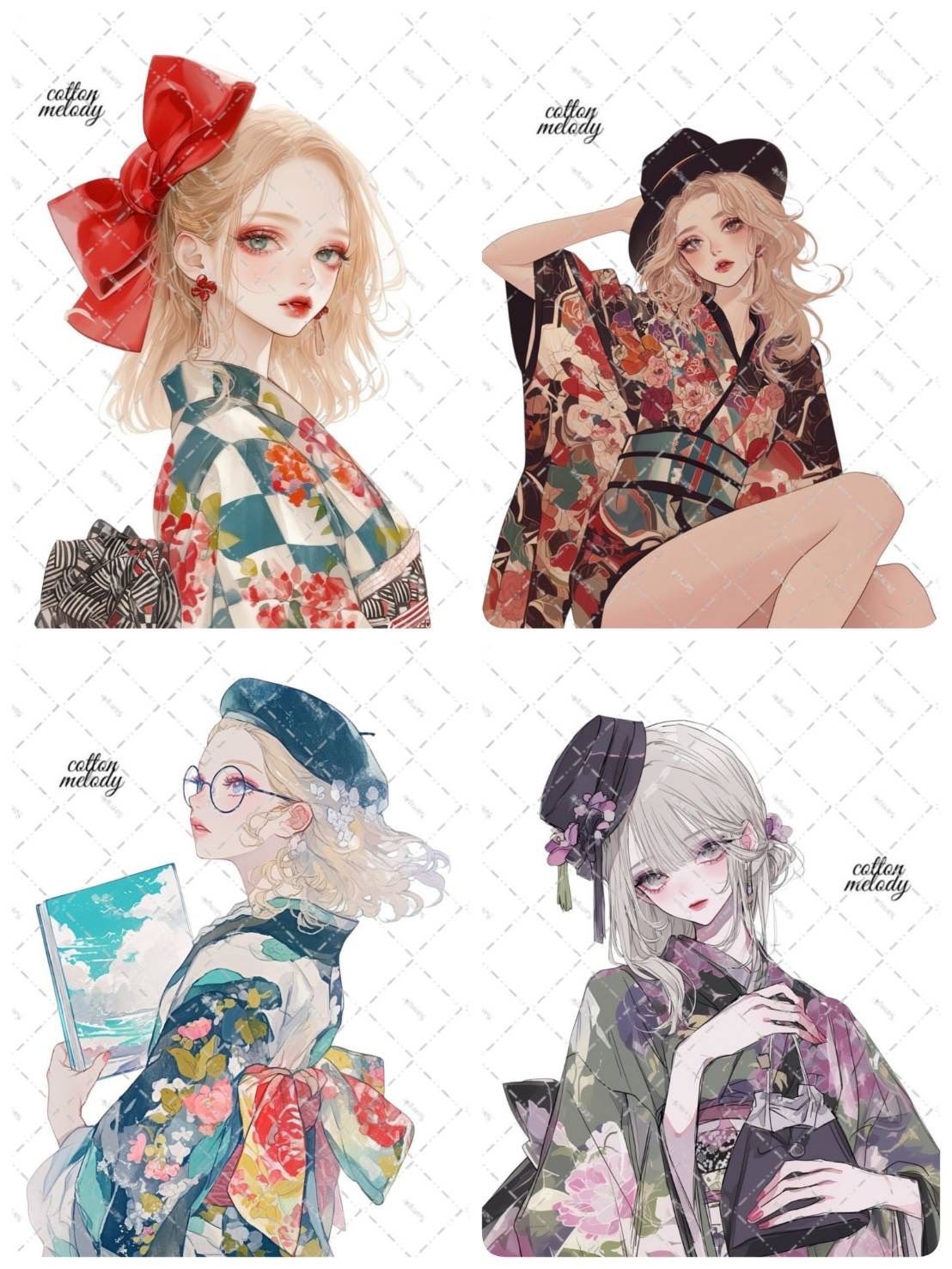  先行 大正ろまん 着物 和柄 のみ compact set 30種類各 cotton melody 人物ステッカー 付 ブラックフライデー その他 ハンドメイド 手芸