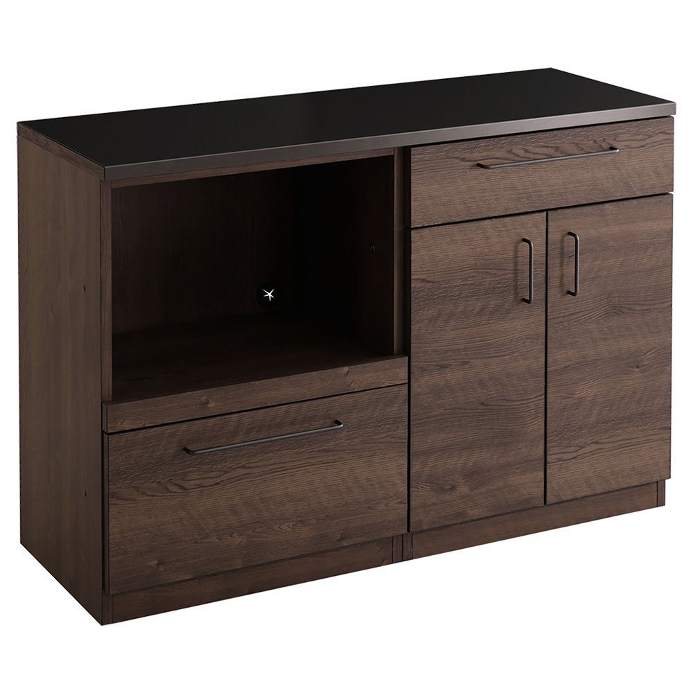 特殊鋼板を使った キッチンカウンター Lugo-ルゴ- 120 cm オープン収納 扉収納 SH-22-CKS 120-AD-WAL ウォールナット