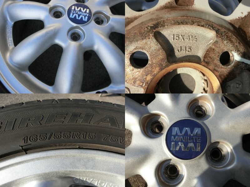 888] ダイハツ純正 ミニライト 15インチ アルミホイール 15×4.5J +45