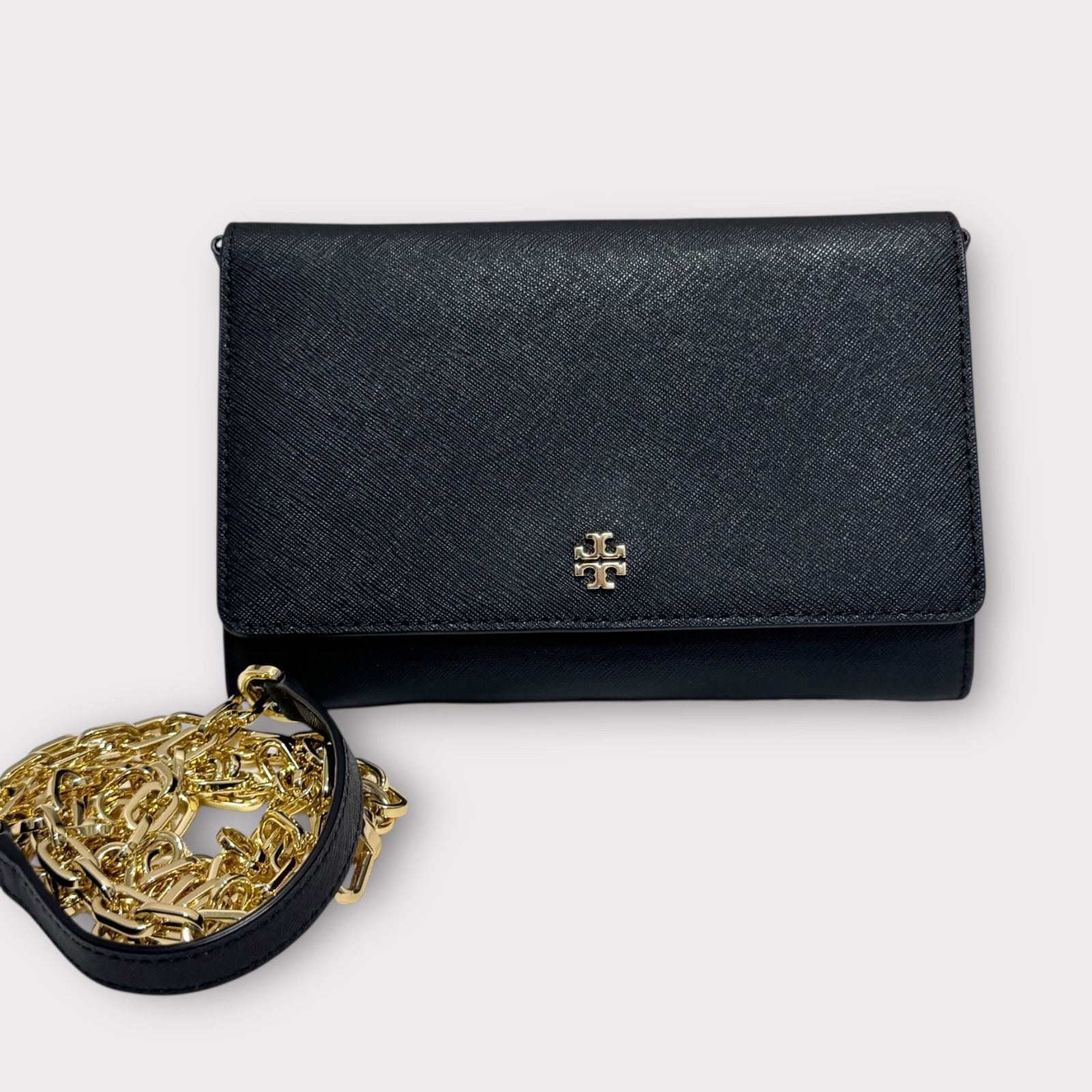 【極美品】トリーバーチ 2way ショルダーウォレット レザー 肩掛け 黒 超美品！TORY BURCH トリーバーチ 2way ショルダーバッグ クラッチ