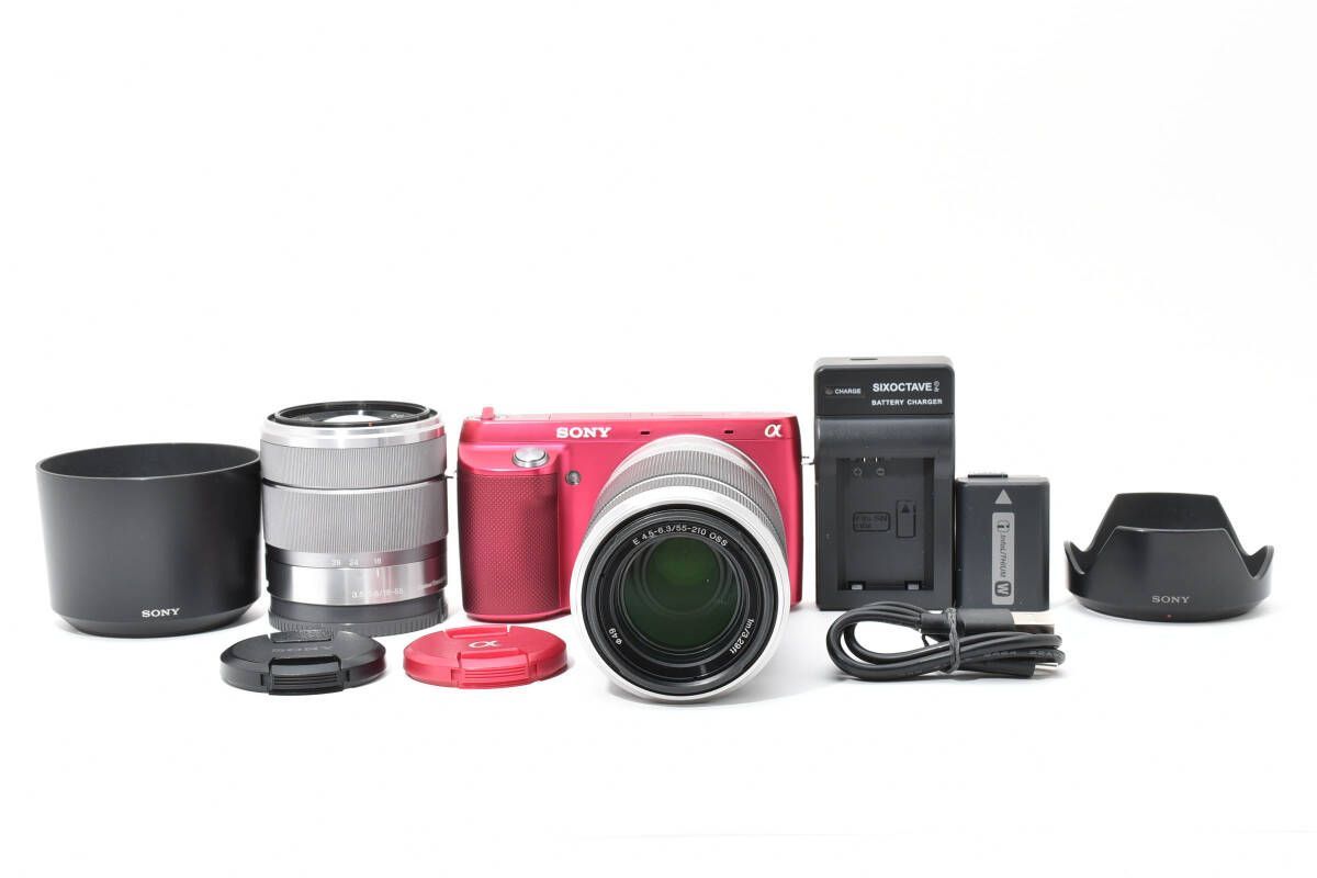 ☆良品☆ ショット数9628枚 ソニー SONY NEX-F3 ピンク E 18-55mm F3.5