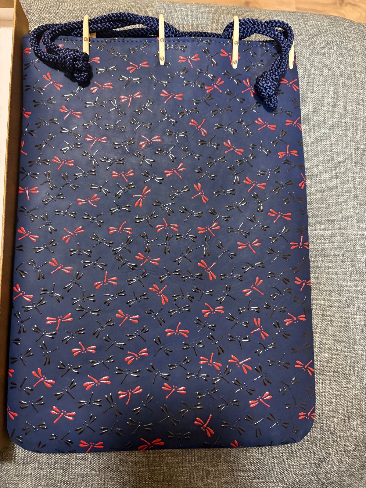 超 印傳屋 巾着袋 合切袋 なごみ トンボ柄 ネイビー 和装 長財布 2点セット