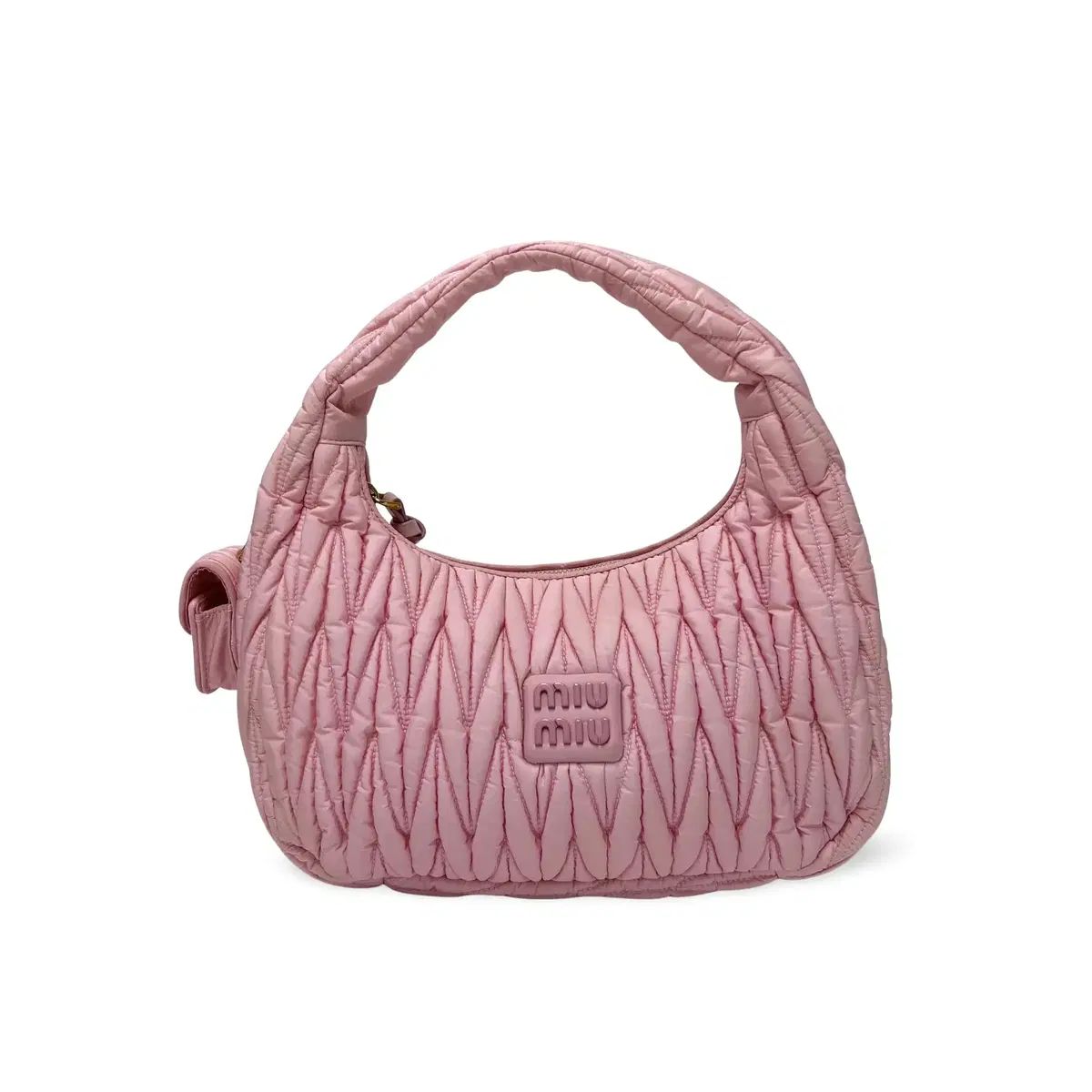 パピーズ MIU ミュウミュウ ワンダー マトラッセ ナイロン HOBO BAG ピンク