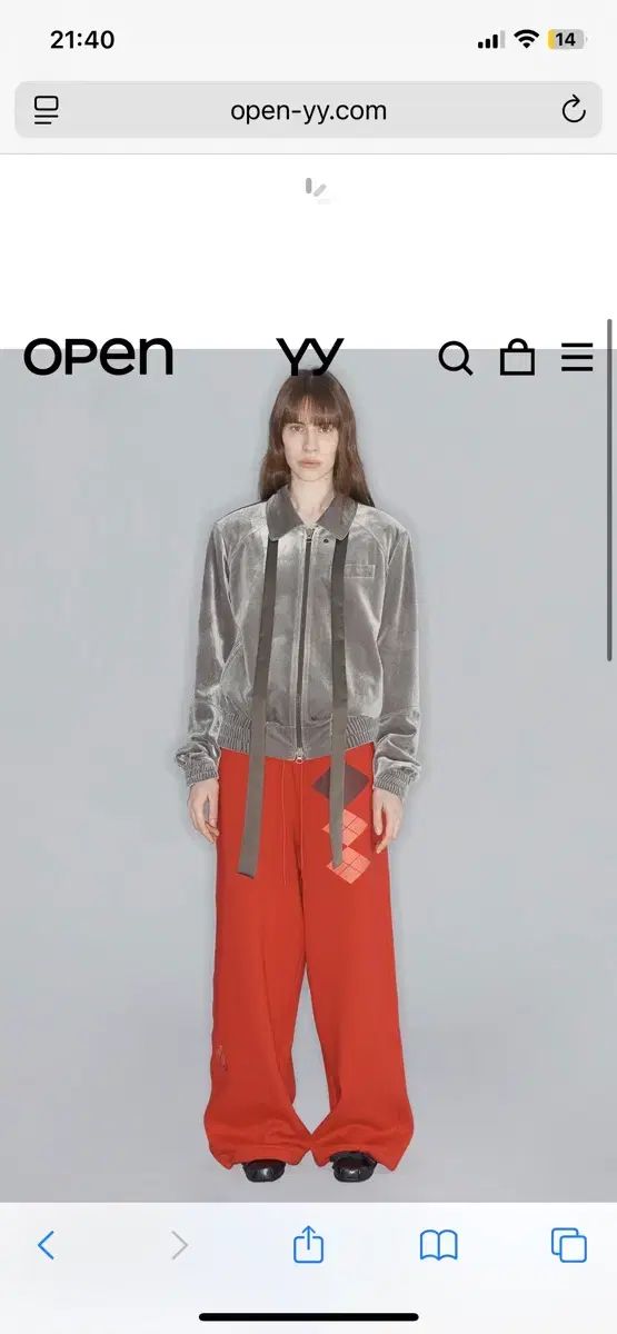 Openyy アーガイル ワイド スウェットパンツ レッド s なな着用