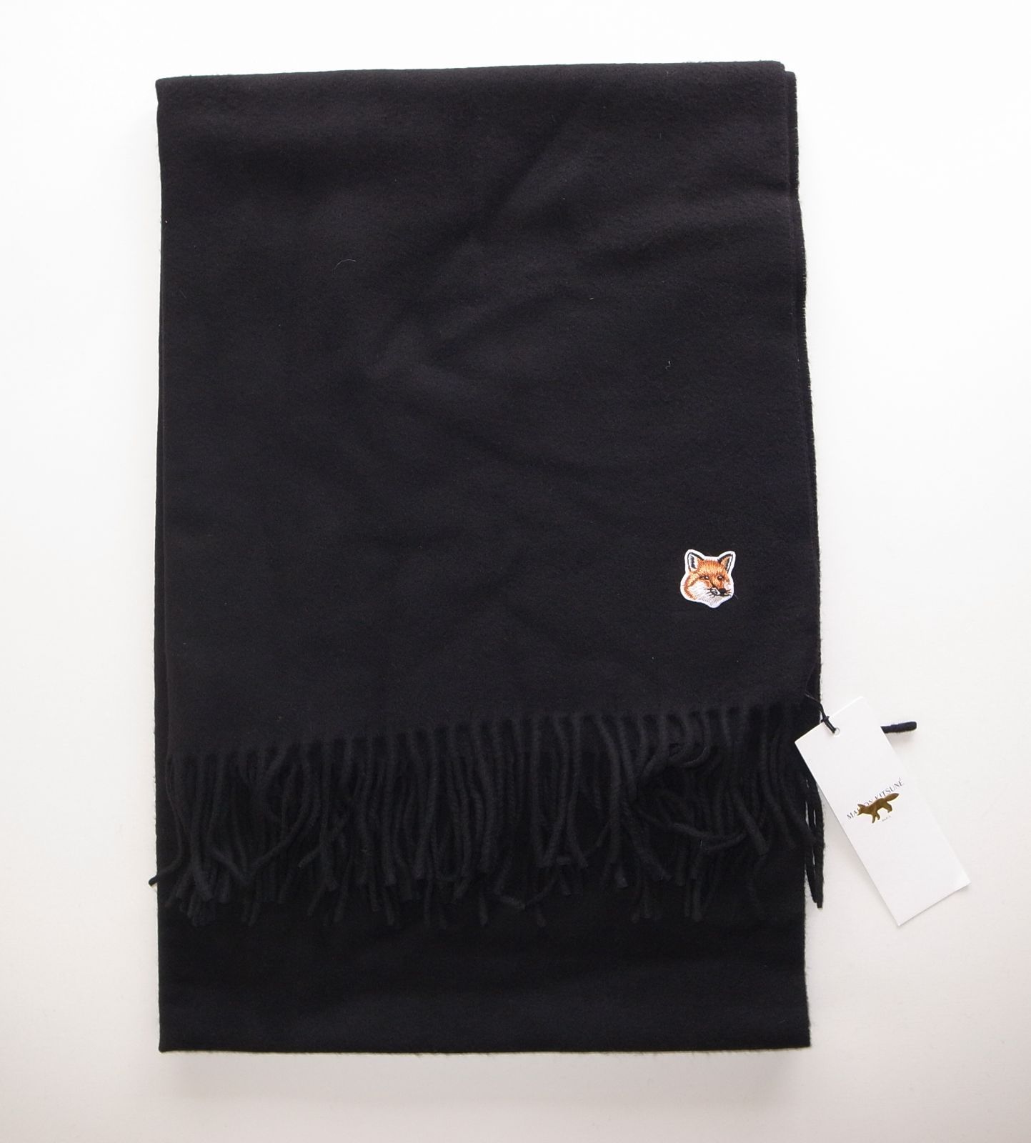 maison kitsune FOX HEAD PATCH SCARF マフラー black