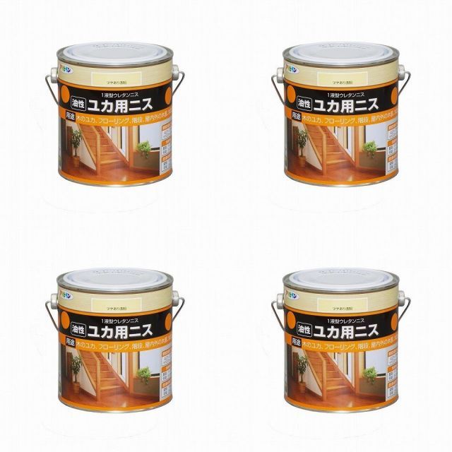 アサヒペン 油性ユカ用ニス 0．7L ツヤあり透明 4缶セット