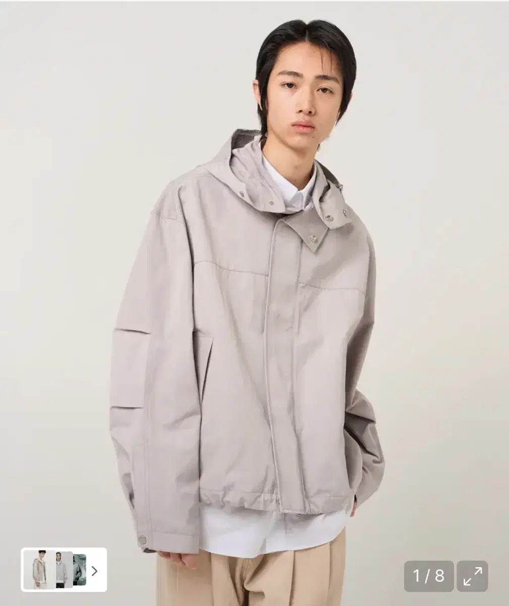 プラック フーディ サファリ ジャケット ライト グレー M size