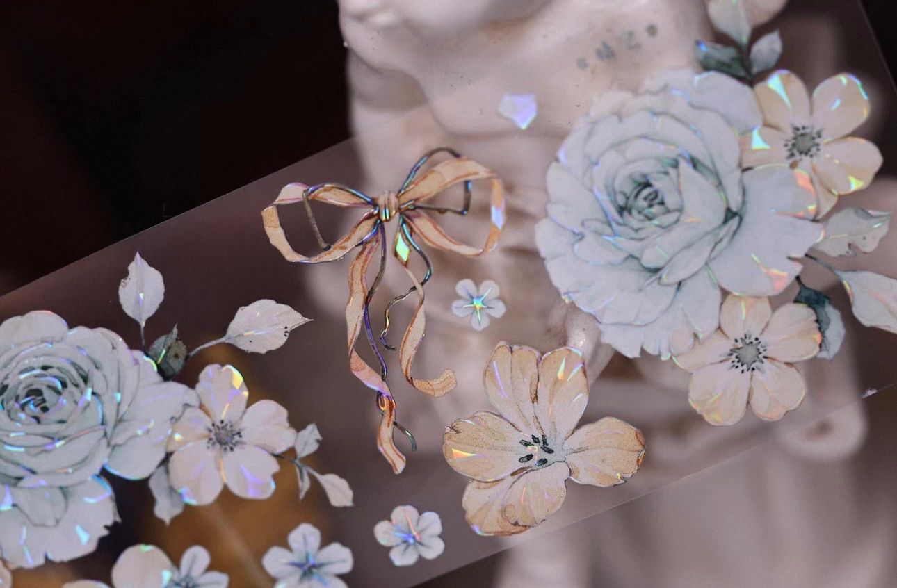 贝壳光 晴空 5.5cm×6m 120cm/loop 海外マスキングテープ 海外マステ 花