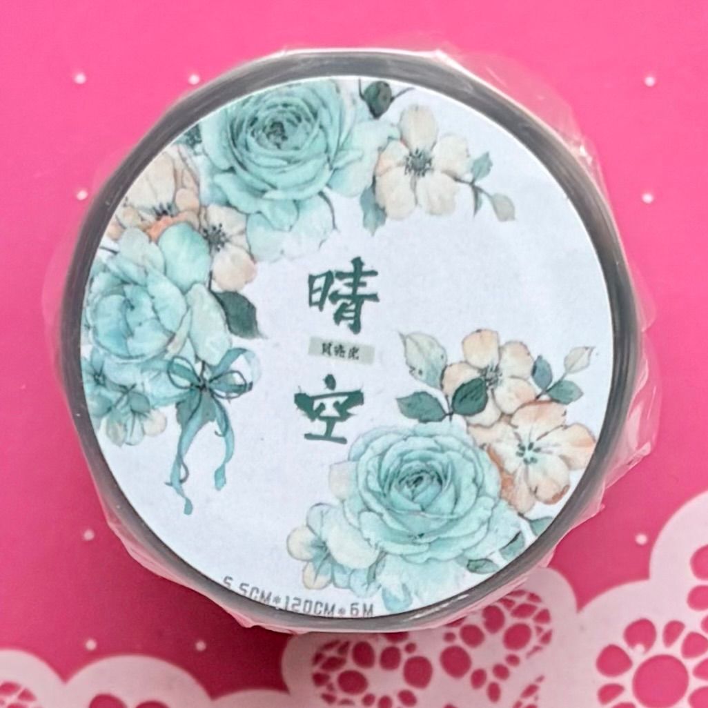 贝壳光 晴空 5.5cm×6m 120cm/loop 海外マスキングテープ 海外マステ 花