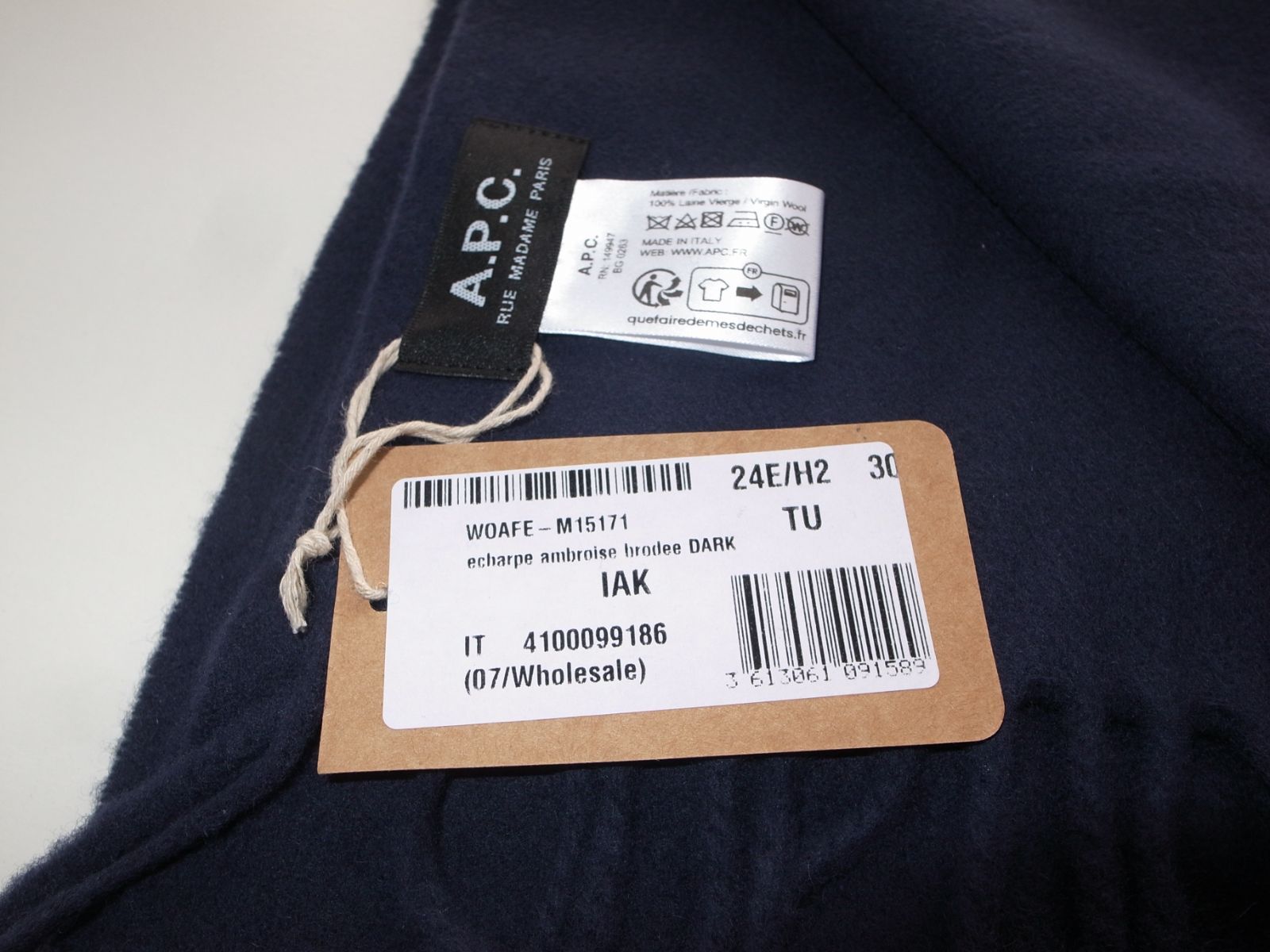 apc Ambroise logo scarf ロゴ マフラー navy 24 SS