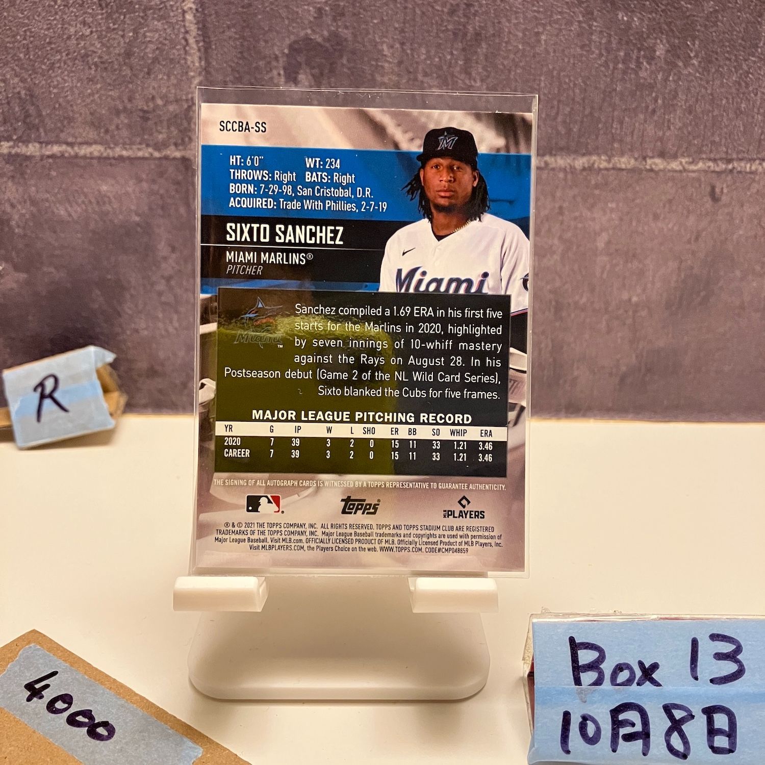 2021 Topps Stadium Club Chrome Sixto Sanchez 直筆サインカード