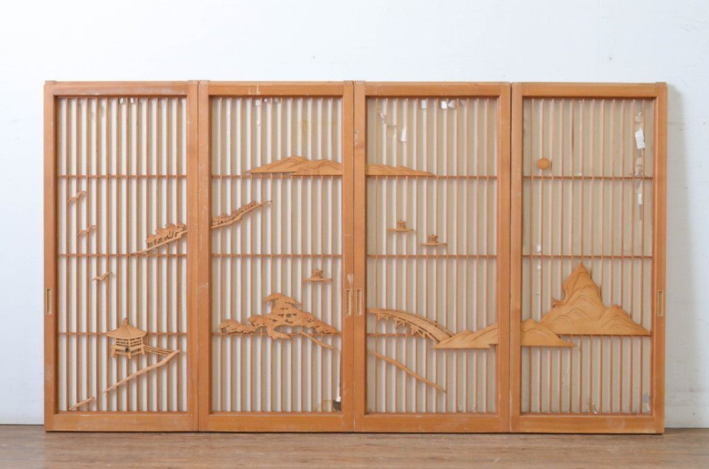 現状販売 書院戸 セット ビンテージ建具 障子戸 窓 引き戸 ヴィンテージ 4～7営業日前後で発送 修理加工希望の方3ヶ月程で発送 R-065048