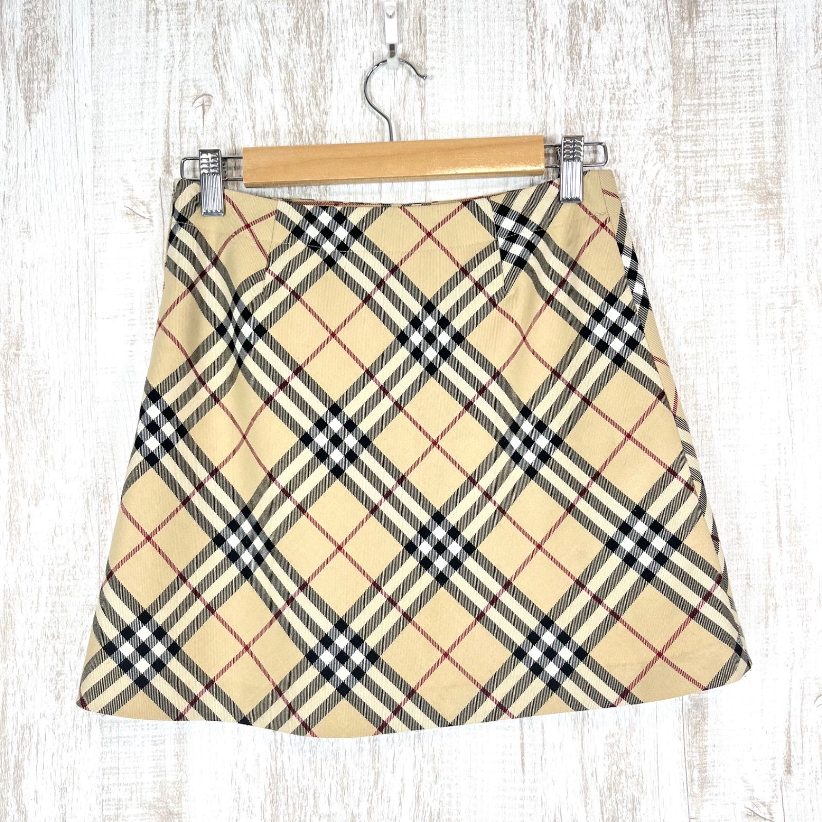 バーバリー ノバチェック ウール ミニスカート 台形スカート ベージュ 150 cm