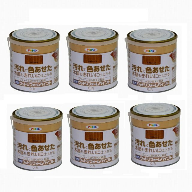 アサヒペン 水性ウッドリフォームペイント ０．７Ｌ ライトオーク 6缶セット