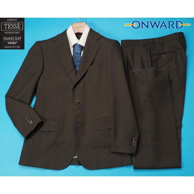 未使用級 オンワード樫山 selflex メンズ ダブルスーツ ネイビー XL 新品9.7万円 オンワード樫山 Selflex 日本製 春夏 東亜坊生地 ウール混