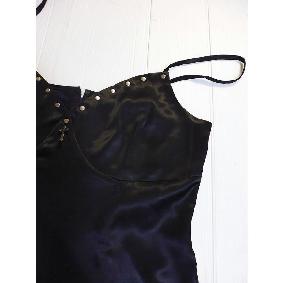 アームドレス付 マキシ丈 ワンピース ロング カラードレス 黒 ゴシック ファッション レディース 服 |wow 098