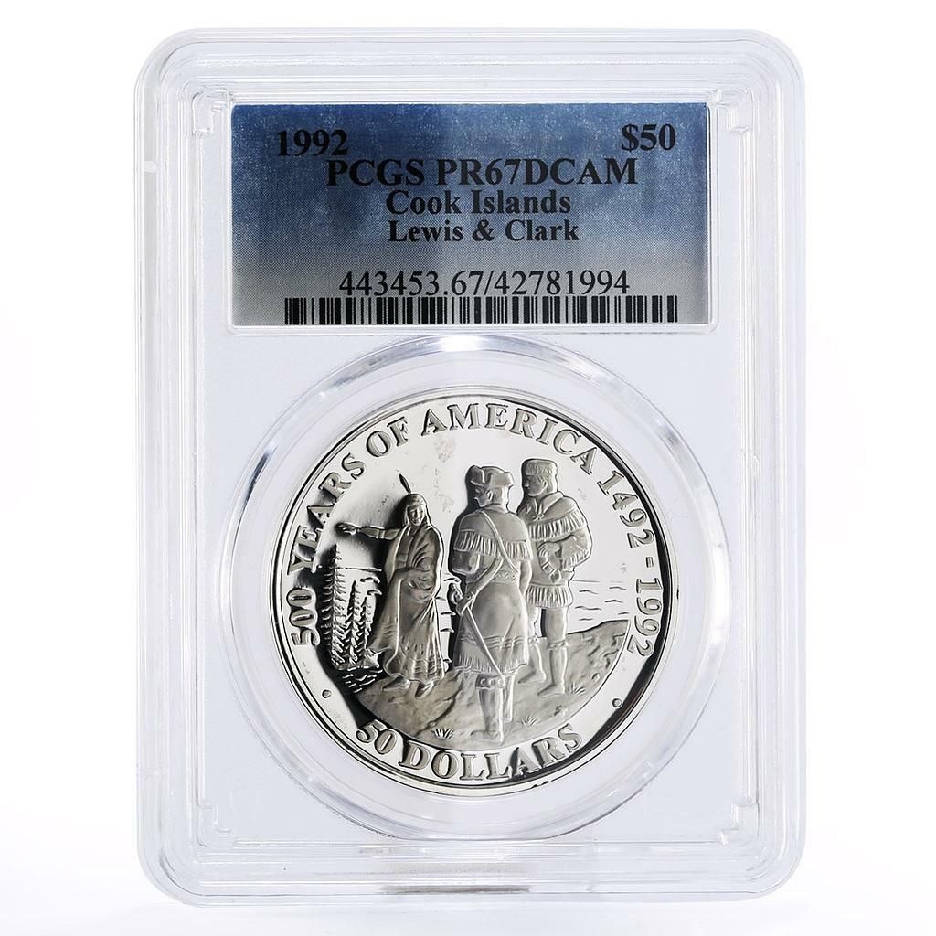 クック諸島 50ドル ルイス・クラーク・インディアン・マン est PR67