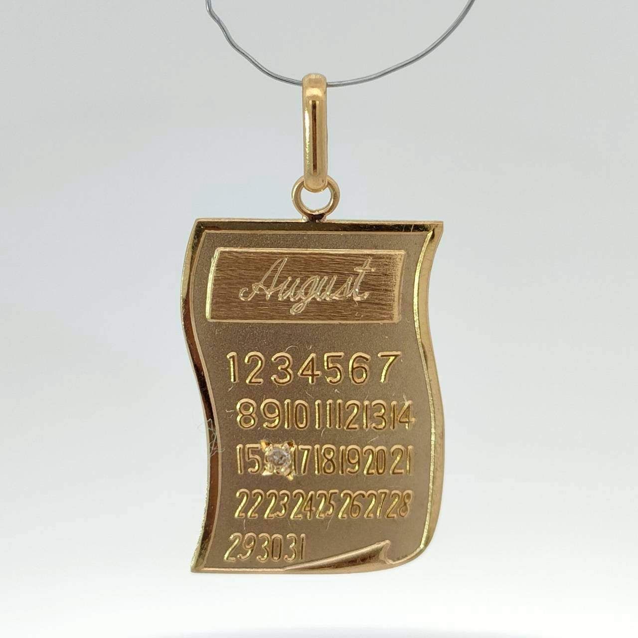 18金 K 18 ダイヤ0.001 ct カレンダーデザイン August 男女兼用 1.88 g D 704