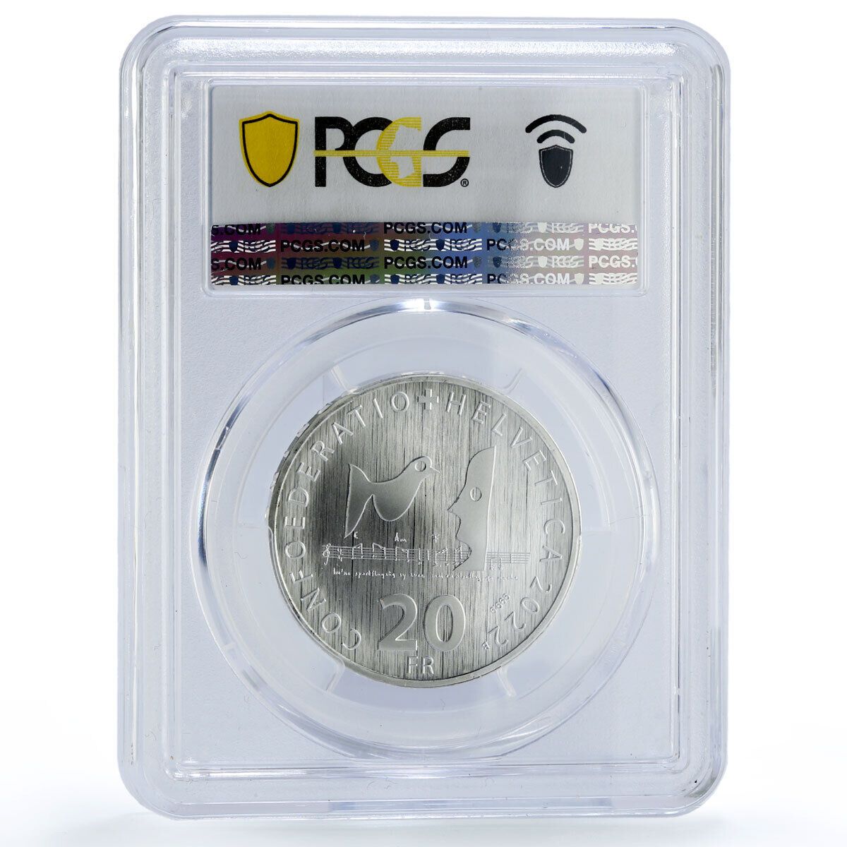 スイス 20フラン シンガー・マニ・マター・ミック MS69 PCGS 銀貨 2022