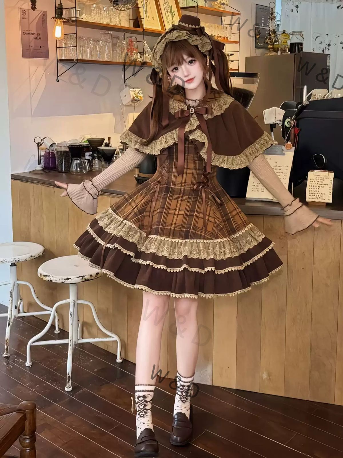 甘いロリータ 3点セット マントドレス インナー ブラウス スカート フォーマル パーティー ギフト 夢のように甘いレイヤードスタイル マントとインナーが織りなすロリータのための完璧な3点セット 姫系 コスプレ衣装 コスチューム コスプレ