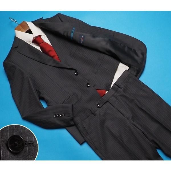 新品 大手百貨店扱い 秋冬 ウール混 綾織りギャバジン ストライプ