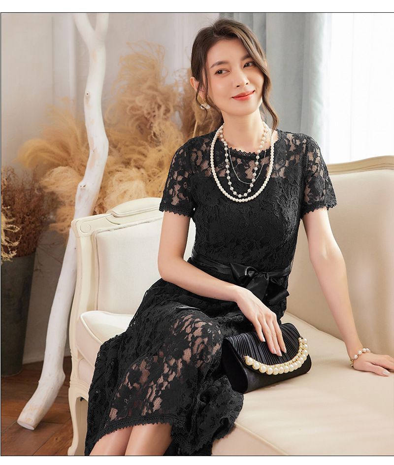 ロングワンピース パーティードレス ドレス ドレスワンピース 総レース シースルー袖 ロング丈 結婚式 披露宴 二次会 お呼ばれ 20代 30代 40代 レディース フォーマル 春 夏 秋 冬