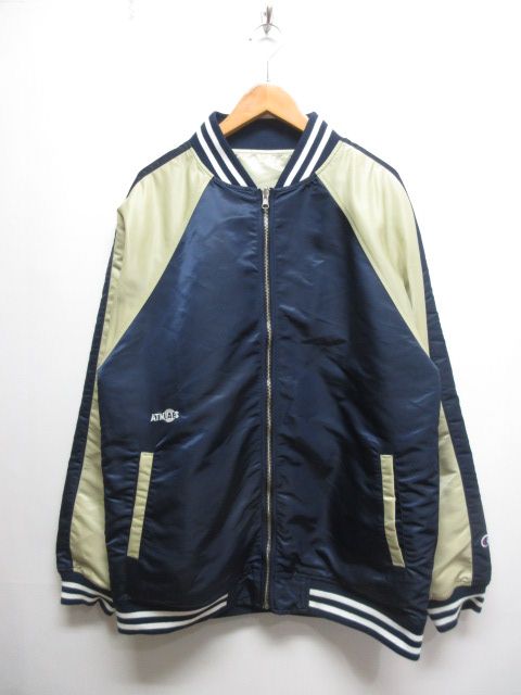 チャンピオン × ATMOS LAB アトモスラボ リバーシブル ジャケット XL ネイビー ベージュ C 8-S 613 ナイロン ブルゾン