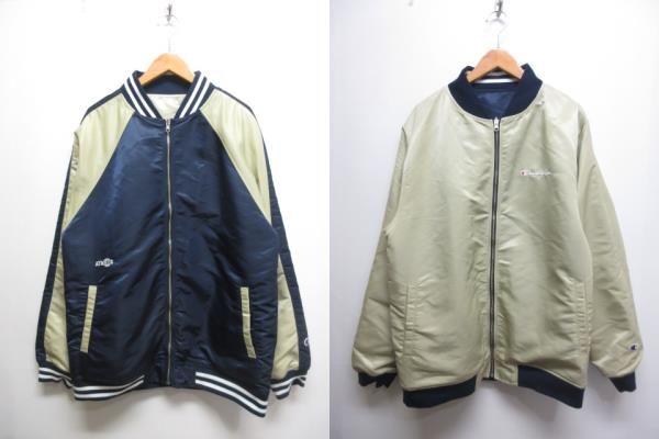 チャンピオン × ATMOS LAB アトモスラボ リバーシブル ジャケット XL ネイビー ベージュ C 8-S 613 ナイロン ブルゾン