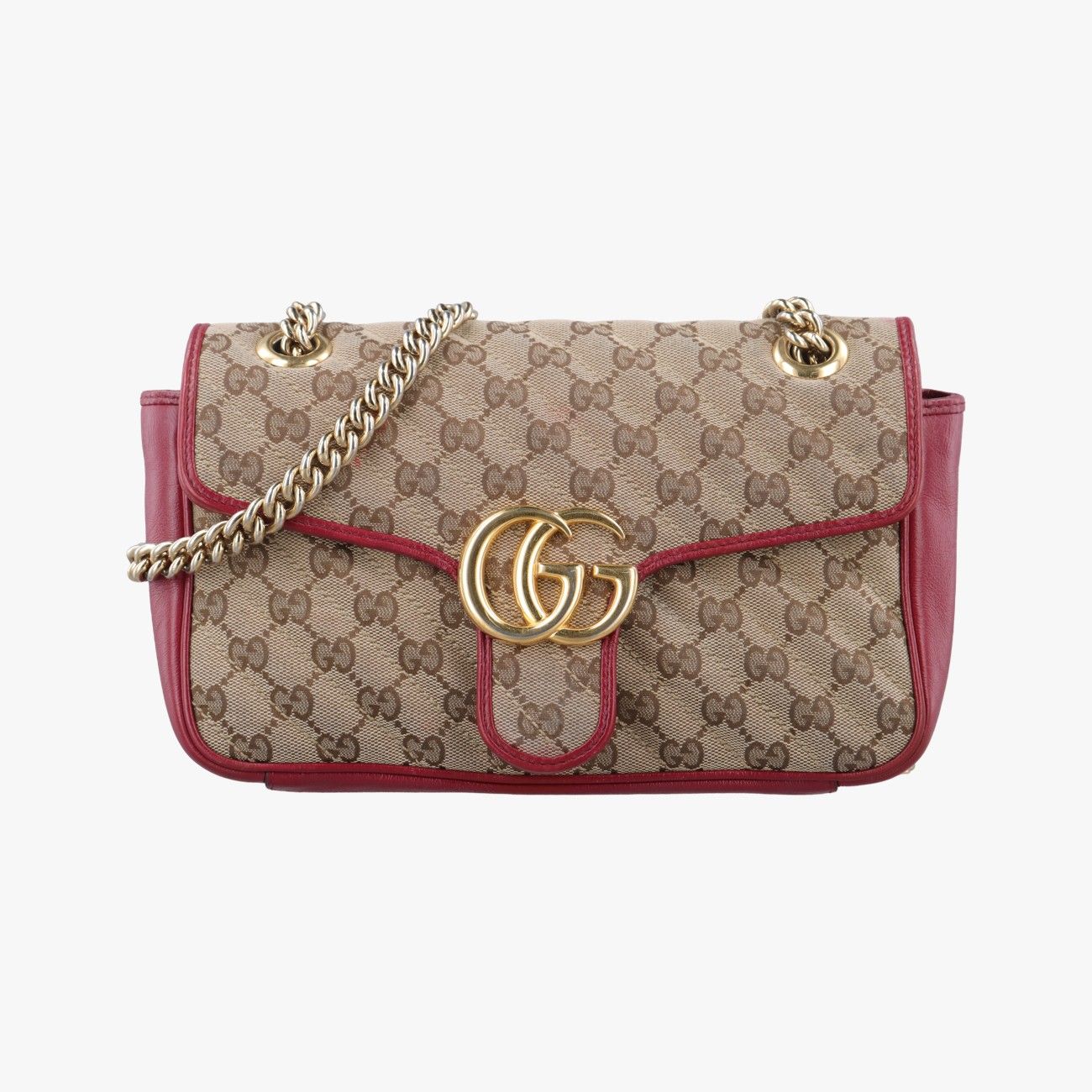 グッチGucciGGマーモント ベージュ レッド キャンバス レザー 443497