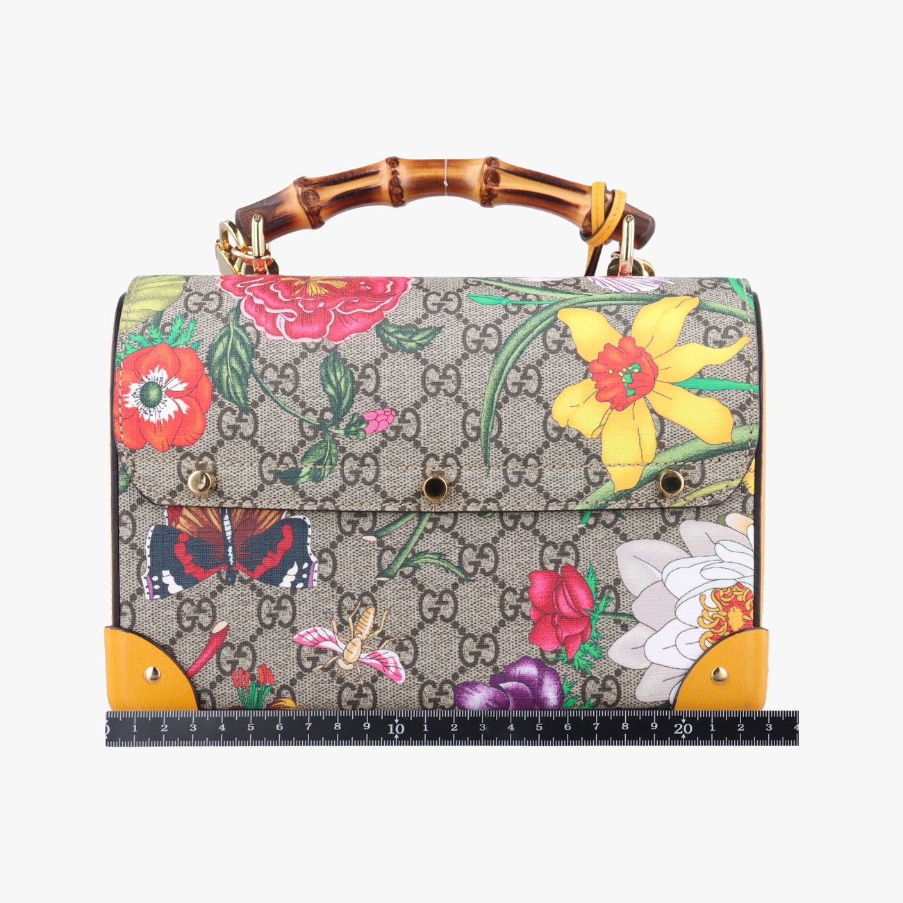 グッチGucciGGアップル パドロック バンブー ベージュ×イエロー×マルチカラー PVCコーティングキャンバス 603221