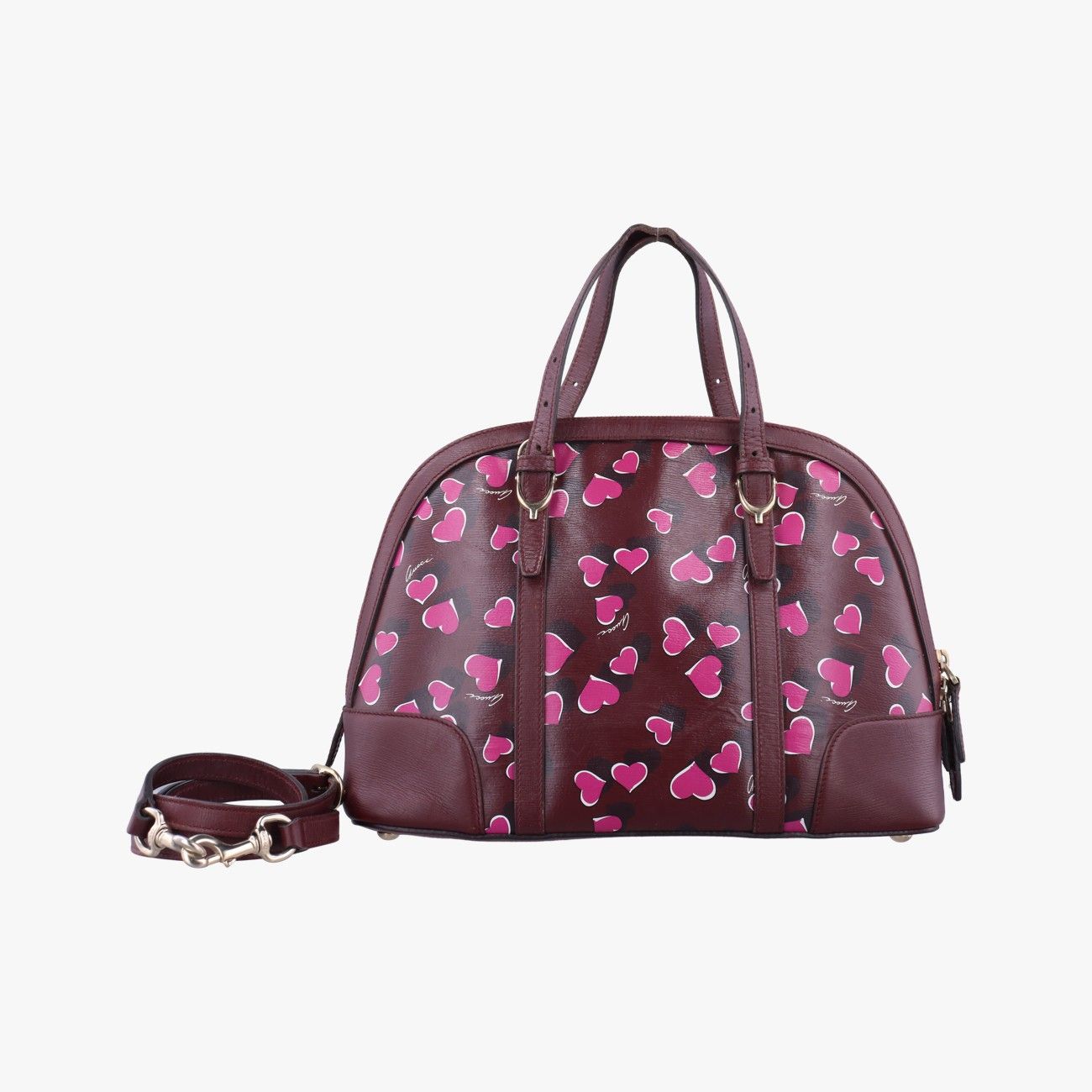 グッチGucciハートビートナイスドーム ワインレッド×マルチカラー レザー 309617