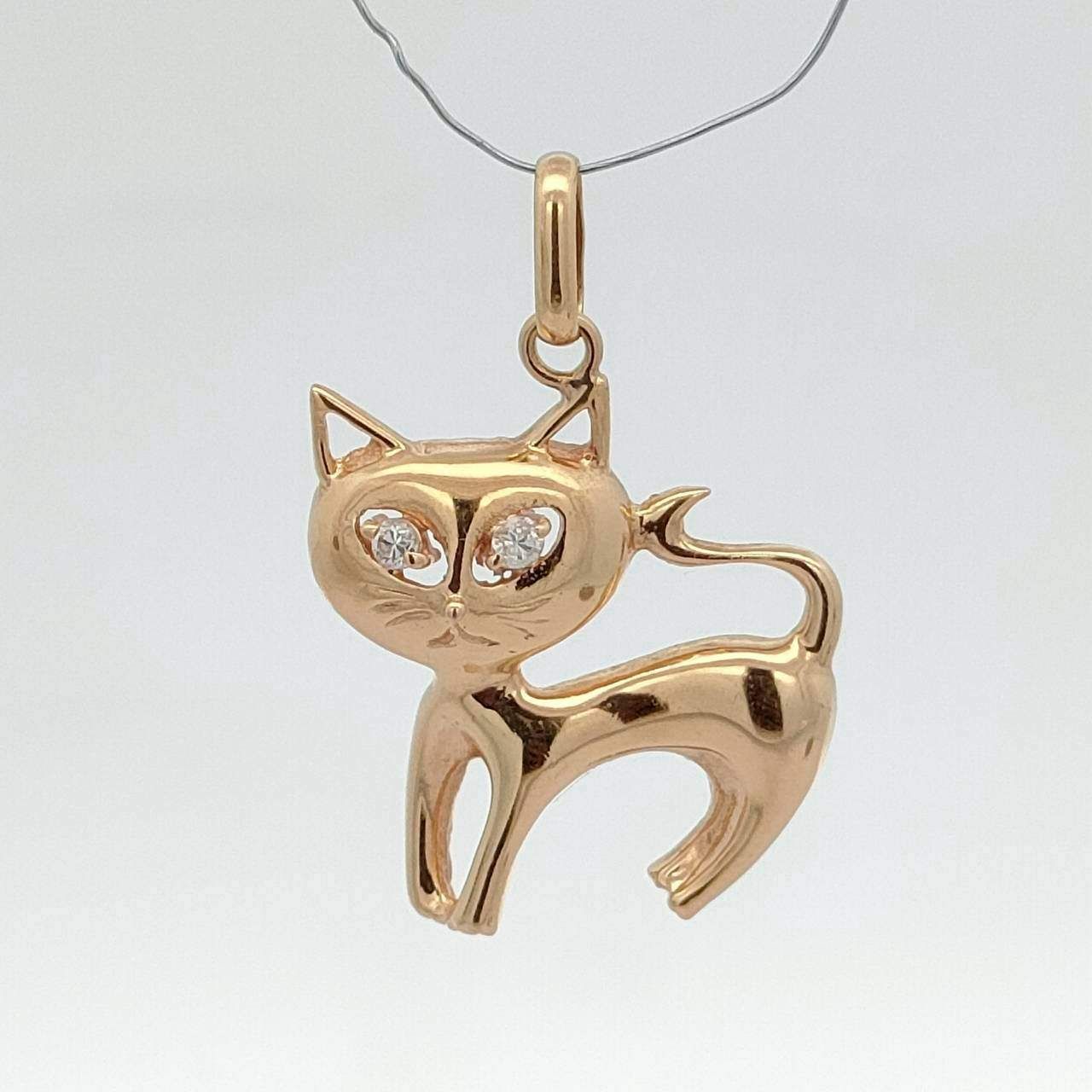 18金 K 18 ダイヤ付 猫 ネコ デザインネックレストップ 男女兼用 1.23 g D 711