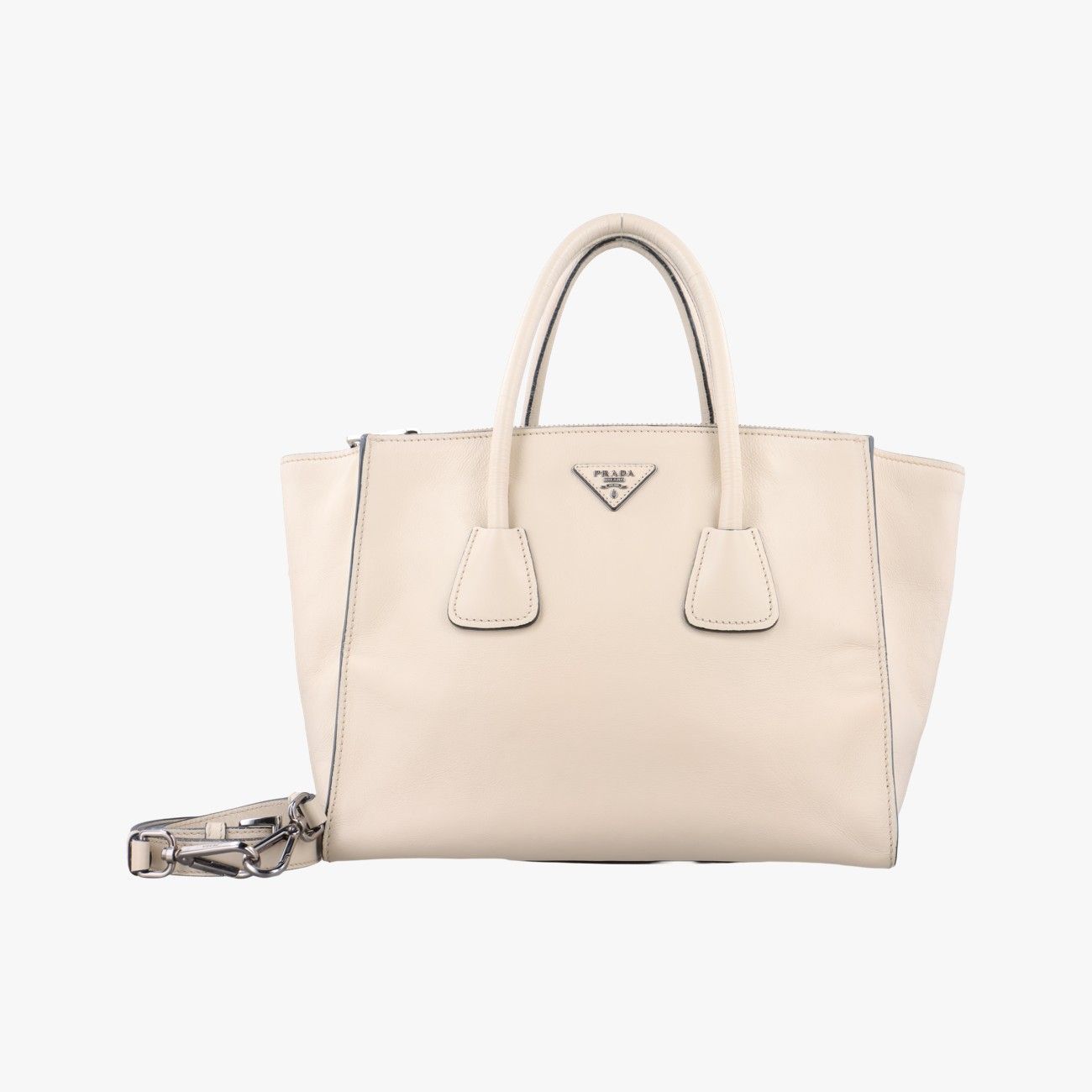 プラダPradaツインポケットダブルジップトート ベージュ レザー BN 2619 180