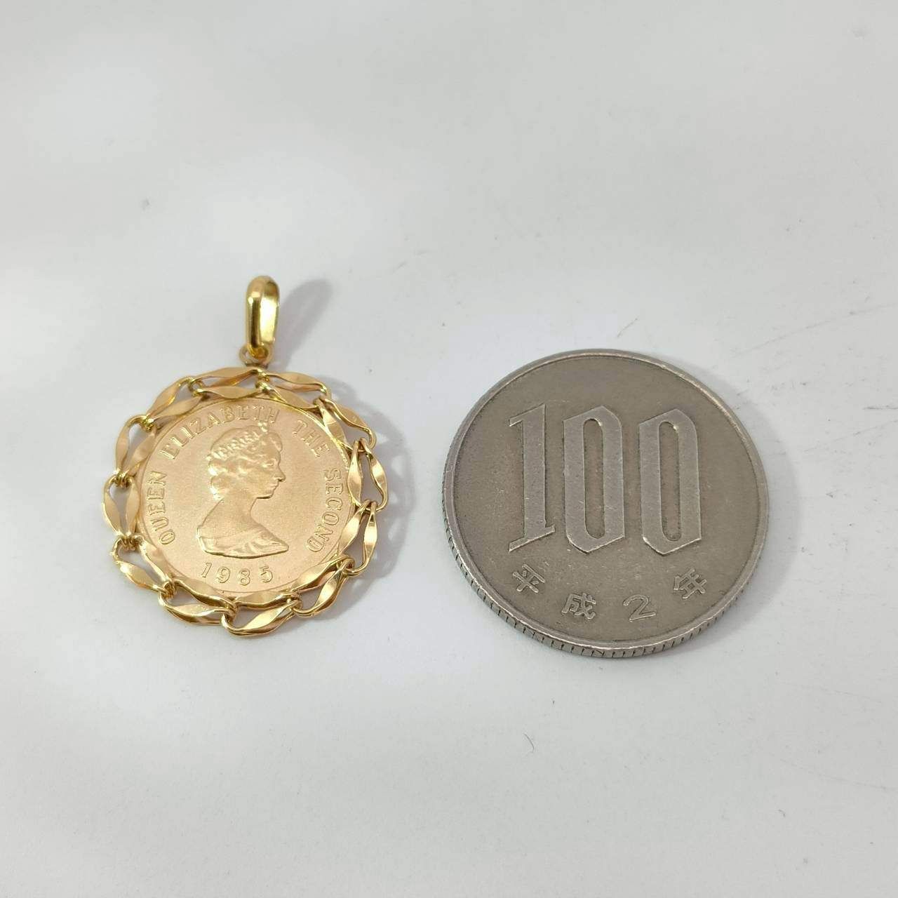 18金 K 18 コインモチーフ デザインネックレストップ 男女兼用 2.13 g D 708