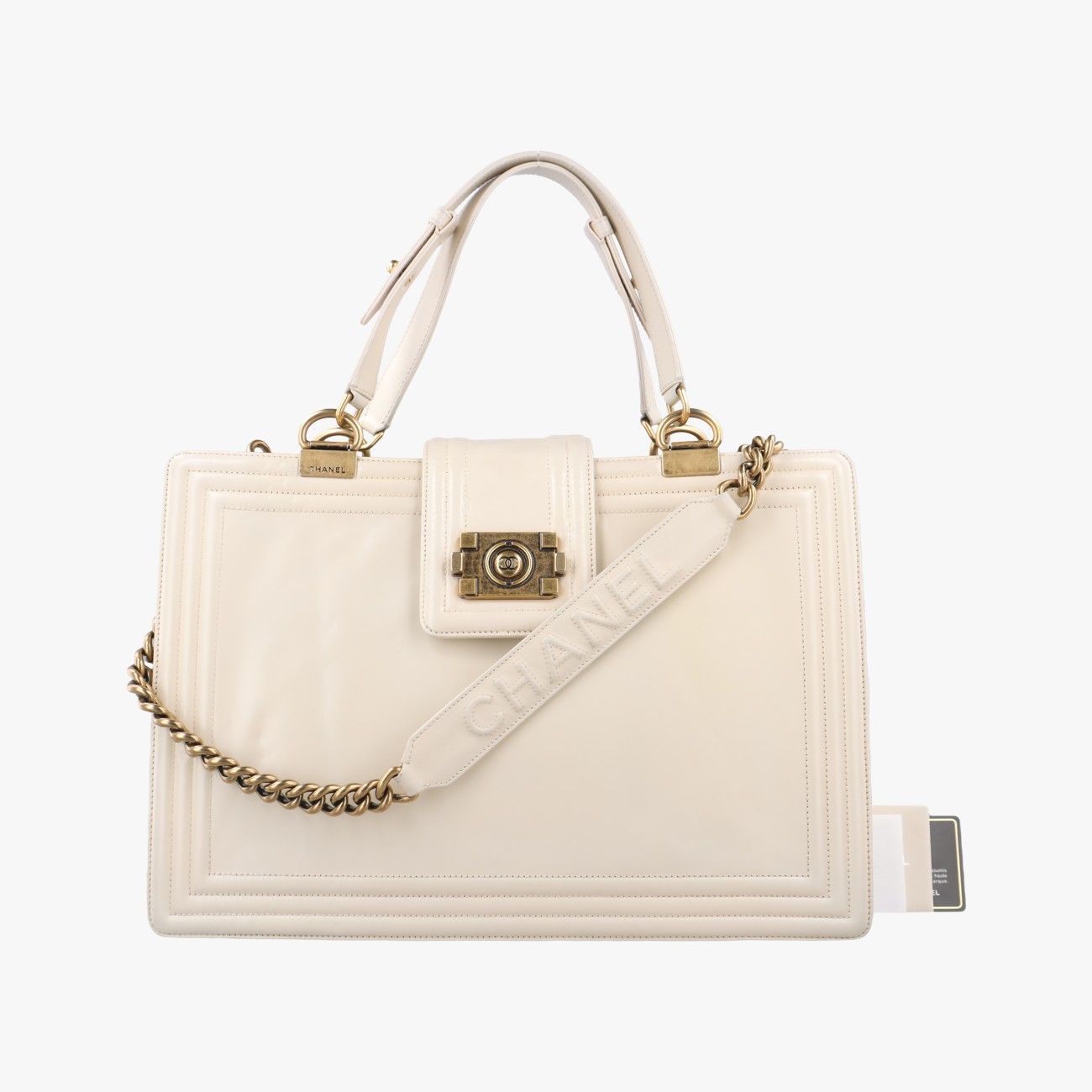 シャネルChanelボーイシャネル ホワイト レザー A 66713