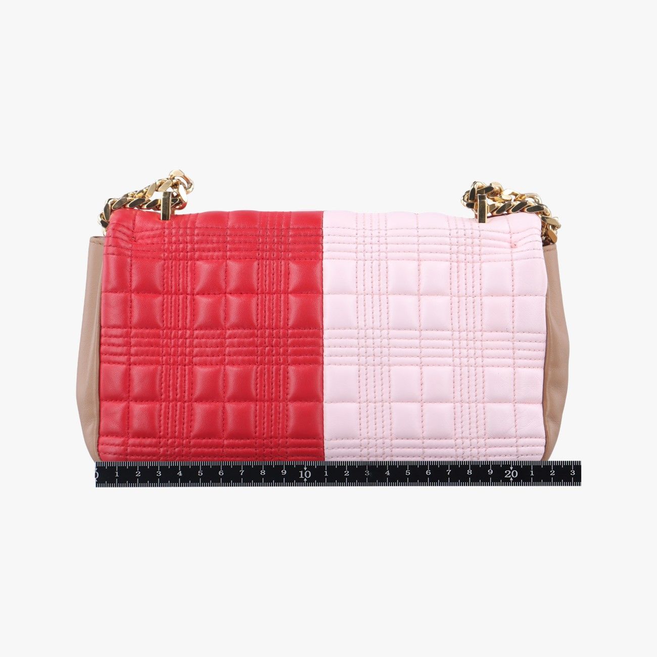 バーバリーBurberryローラ チェーン TB レッドx ピンク×ベージュ レザー