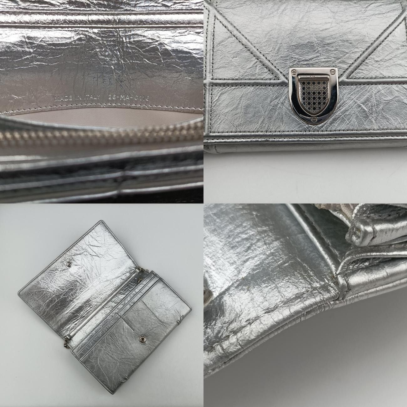 クリスチャンディオールChristian Diorディオラマ シルバー レザー 26-MA-0116 メッセンジャーバッグ ショルダーバッグ バッグ