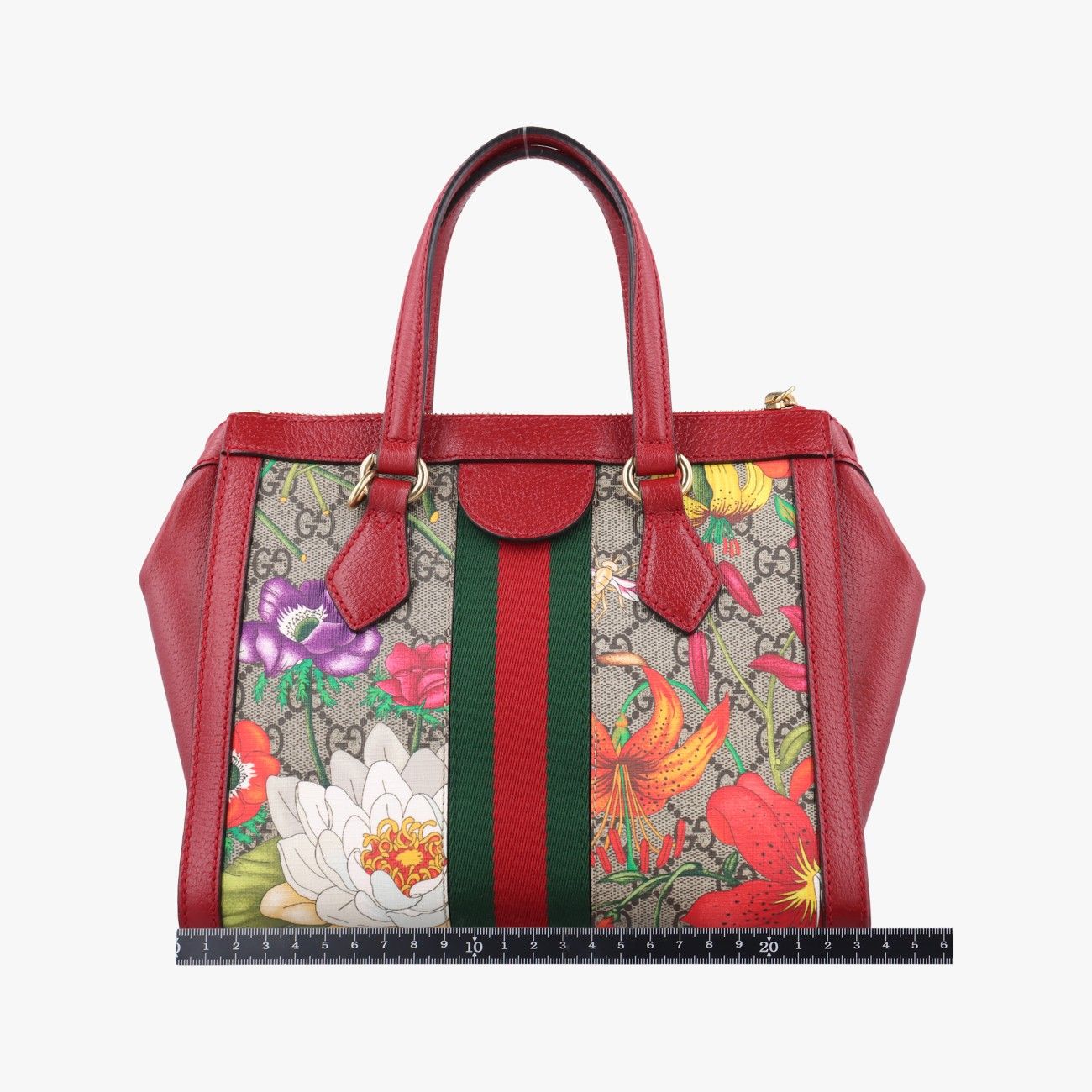 グッチGucciオフィディア ベージュ×レッド×マルチカラー PVCコーティングキャンバス×レザー 547551