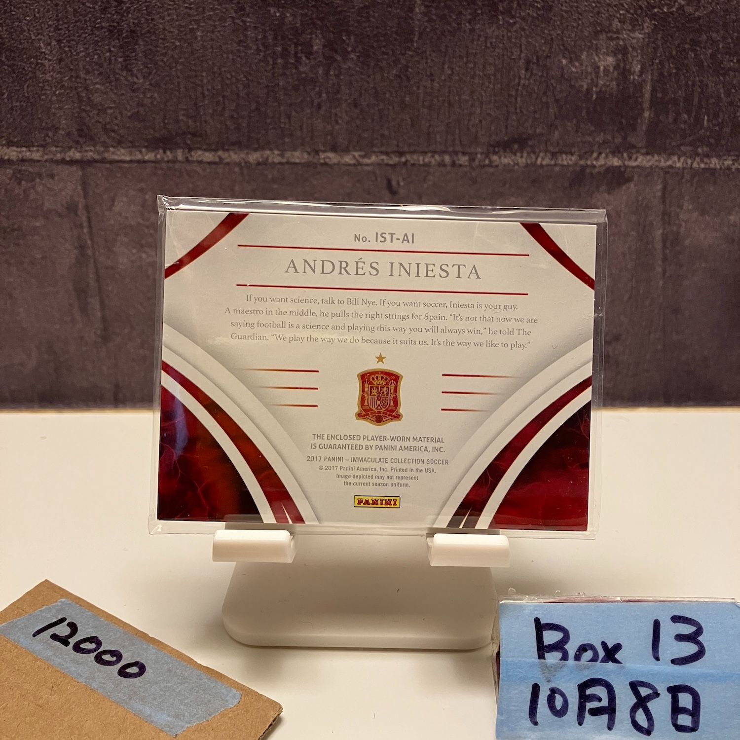 2017 Panini Immaculate Collection Andres Iniesta 27 49 Spain Standard ジャージ カード