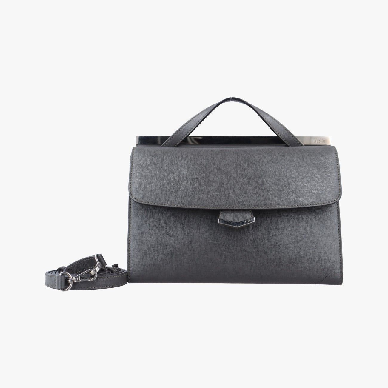 フェンディFendiデミジュール グレー レザー 8 BT 222 P 3 D 149-2546