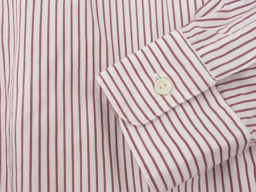 BARBA NAPOLI バルバ ストライプ バンドカラー ロング シャツ size40