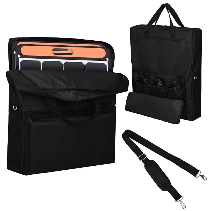 rloao ソーラーパネル収納バッグ Jackery SolarSaga 100 200 Anker SOLIX PS 適合して ソーラーパネルバッグ 収納 大型 二層保護ケース 軽量 防振 防水 ソーラーパネル キャリーバッグ 肩ひ 0