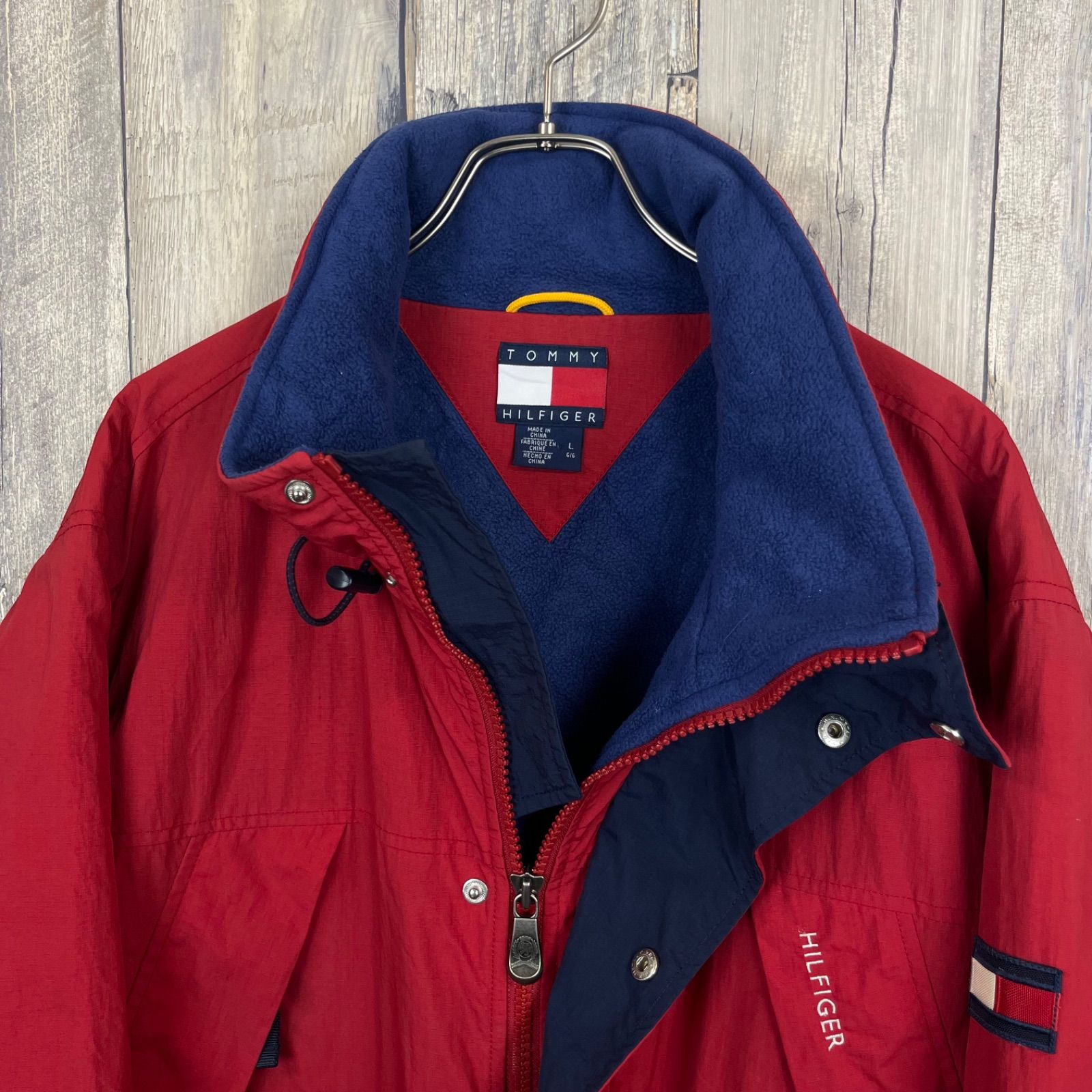 OLD TOMMY HILFIGER 90s トミー ヒルフィガー フード収納 裏地フリース 