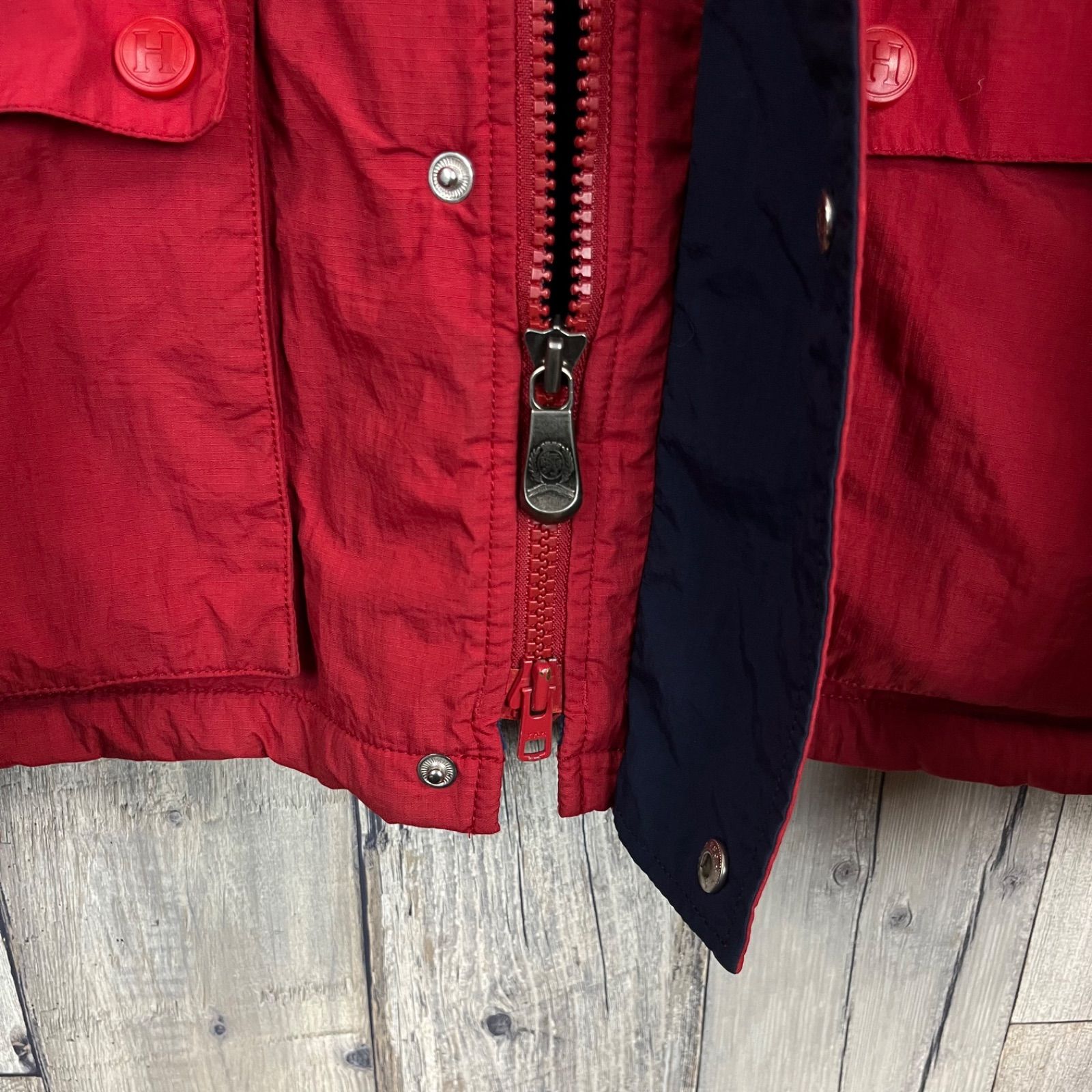 OLD TOMMY HILFIGER 90s トミー ヒルフィガー フード収納 裏地フリース 