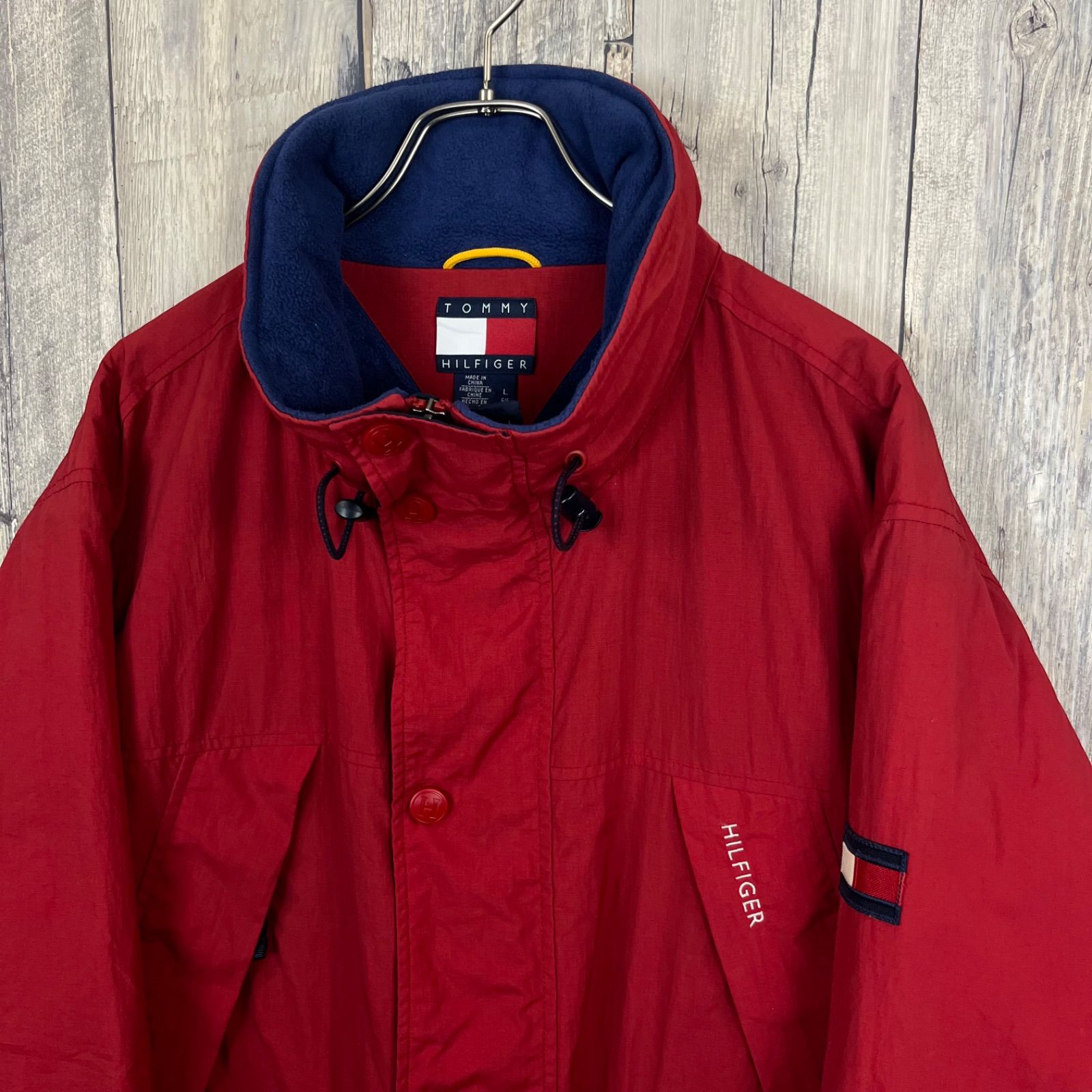OLD TOMMY HILFIGER 90s トミー ヒルフィガー フード収納 裏地フリース 