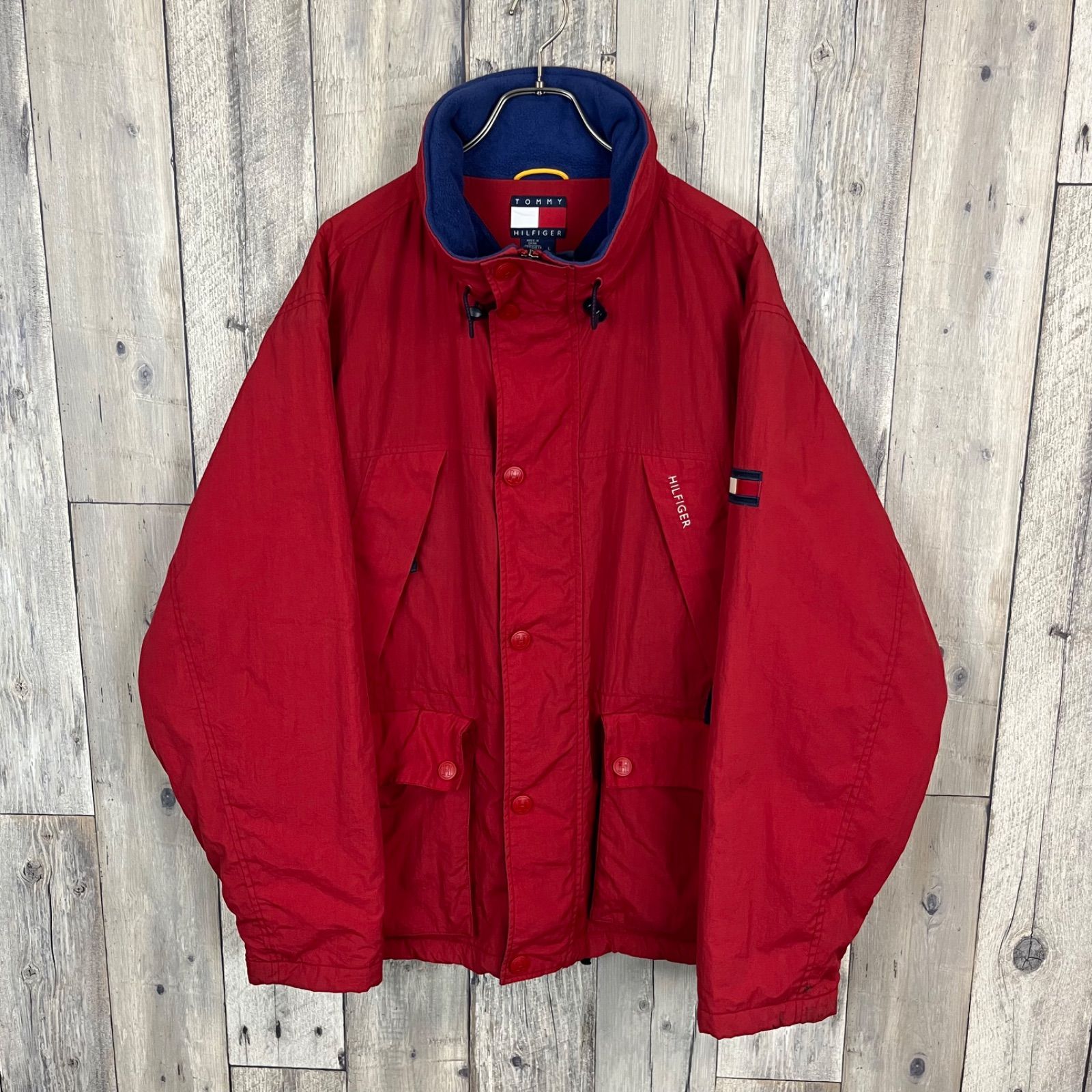 OLD TOMMY HILFIGER 90s トミー ヒルフィガー フード収納 裏地フリース 