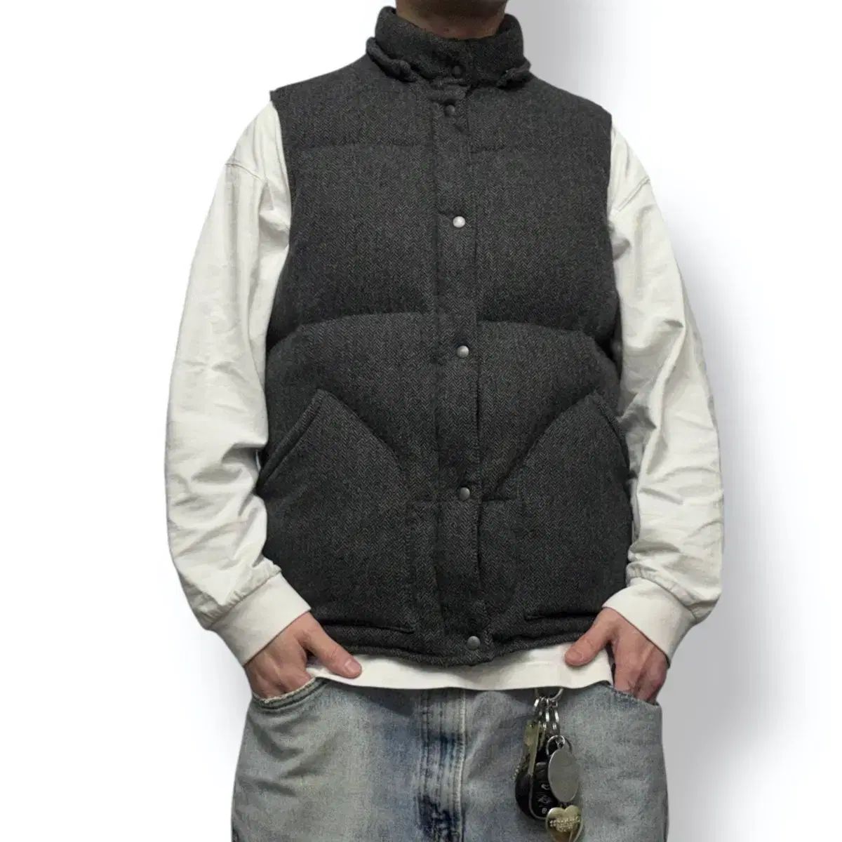 SHIPS シップス GORE-TEX ゴアテックス ウィンドストッパー ヘリンボーン ダウン ベスト